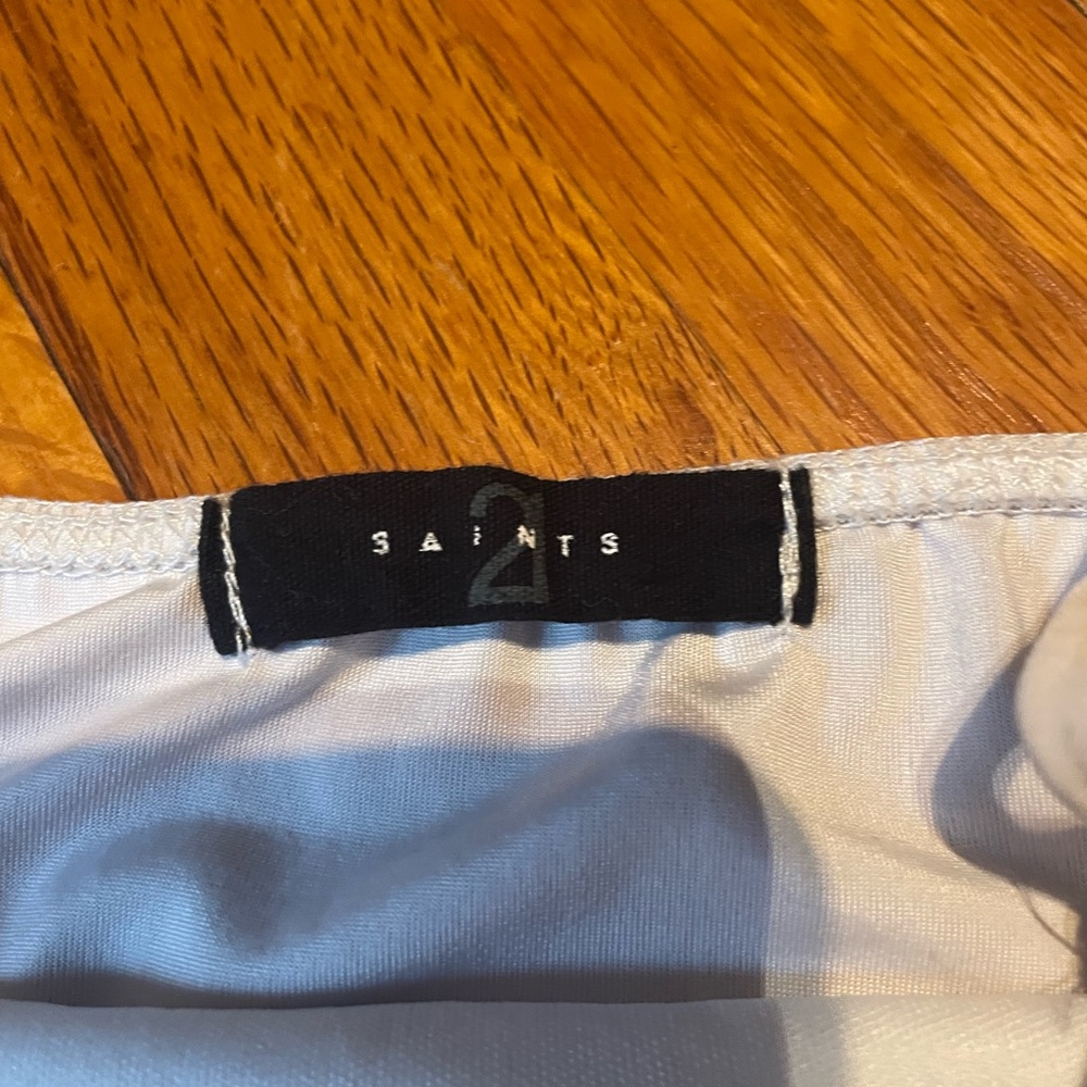 21Saints white bodysuit Ruched Flattering Casual Going Out Medium - Picture 3 of 5